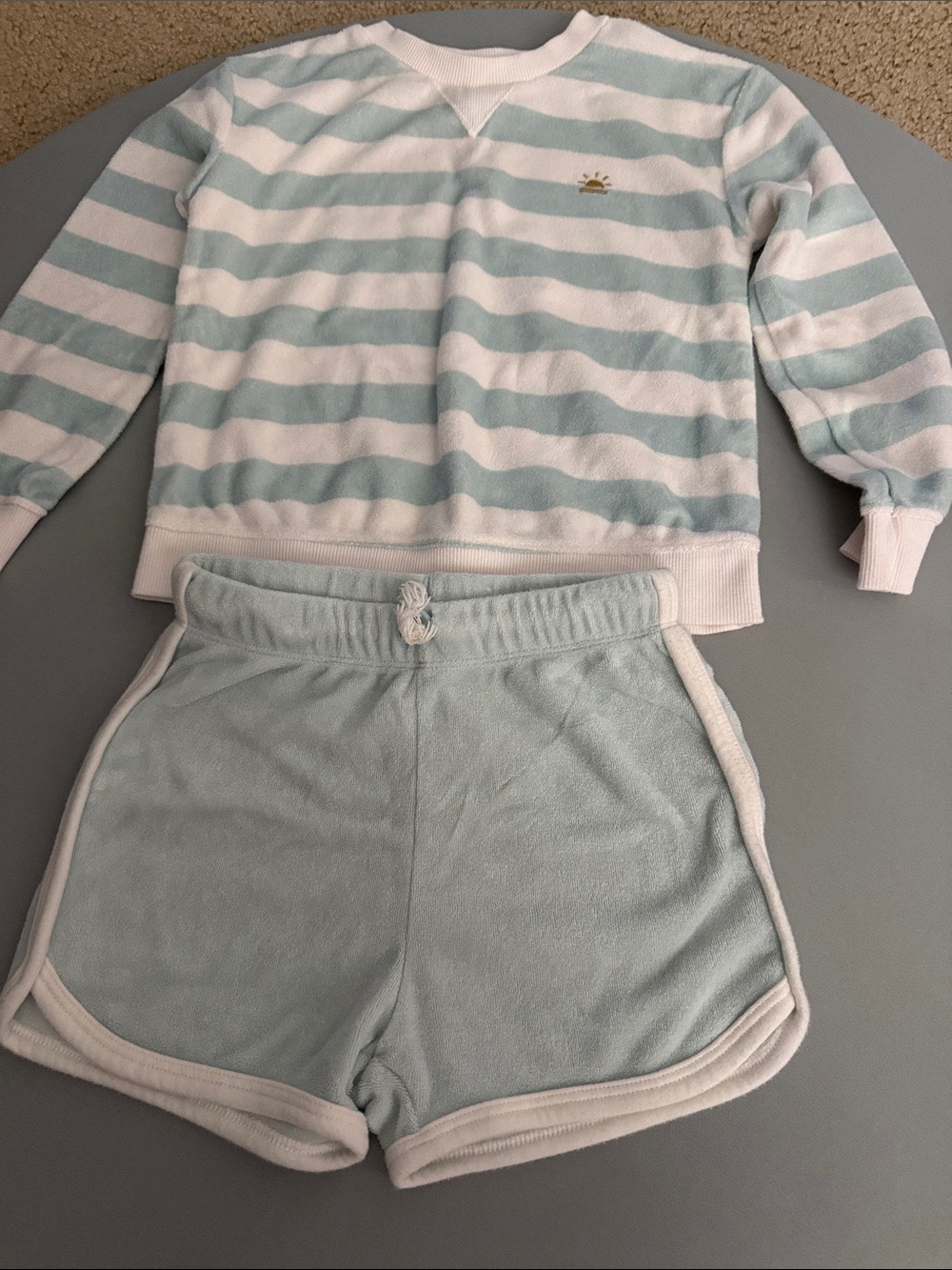 Striped Light Blue & White Kids Pajama Set with Shorts
